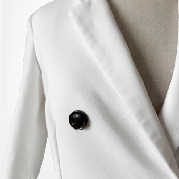 Mango White Double Breasted Shoulder Padded Tailored Fit Blazer Jacket Size XS - Picture 8 of 9